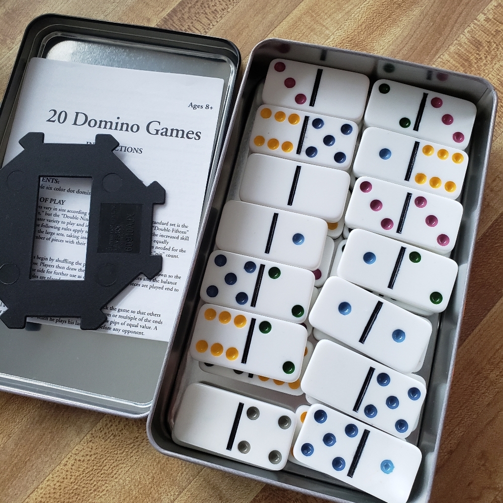 Double Six Dominoes Set in Tin